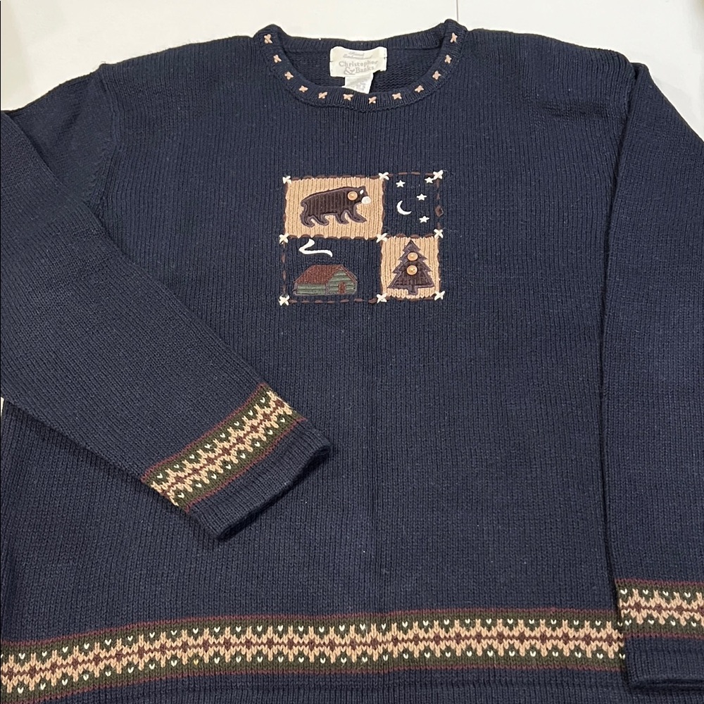 Christopher‎ & Banks - M, Navy Sweater with Animal Motif